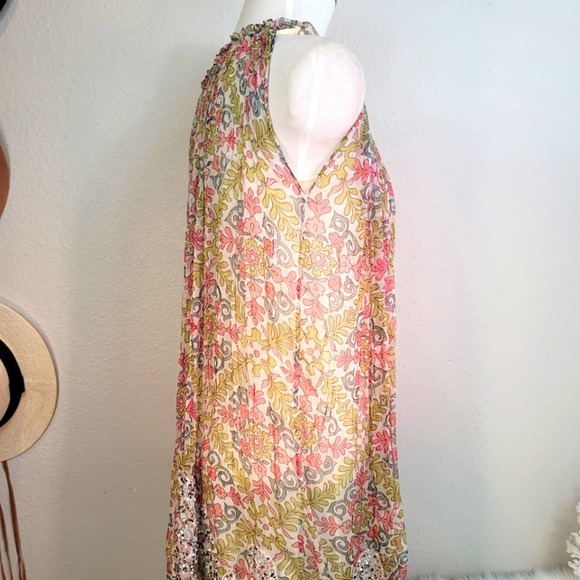 RINA DHAKA ANTHROPOLOGIE SILK EMBROIDERED & BEADED SLEEVELESS GATHERED DRESS XS - Picture 2 of 10